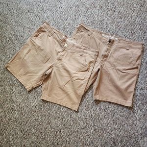 Lot Of 2 Mossimo Supply Co Men's XXL Shorts Zip Button Flat Front Light Brown